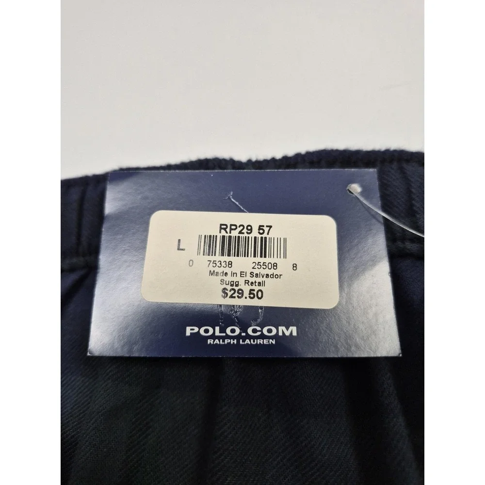 VTG Polo Ralph Lauren Pants Mens L Blue Plaid Flannel Sleepwear Drawstring FLAW